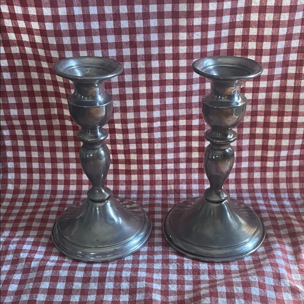 Pewter Candlesticks - Picture 4 of 4